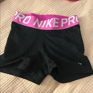 Nike Women's Black and Pink Pro Shorts